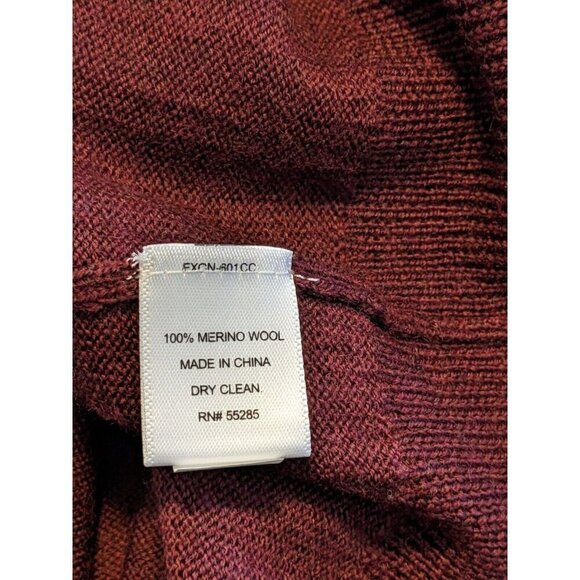 Express Extra Fine Merino Wool NEW V Neck Sweater Mens L Burgundy Pullover Knit - Picture 5 of 5